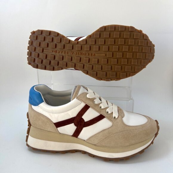 Veronica Beard Valentina Womens Suede White Beige Sneakers Size 8 M - Picture 1 of 8